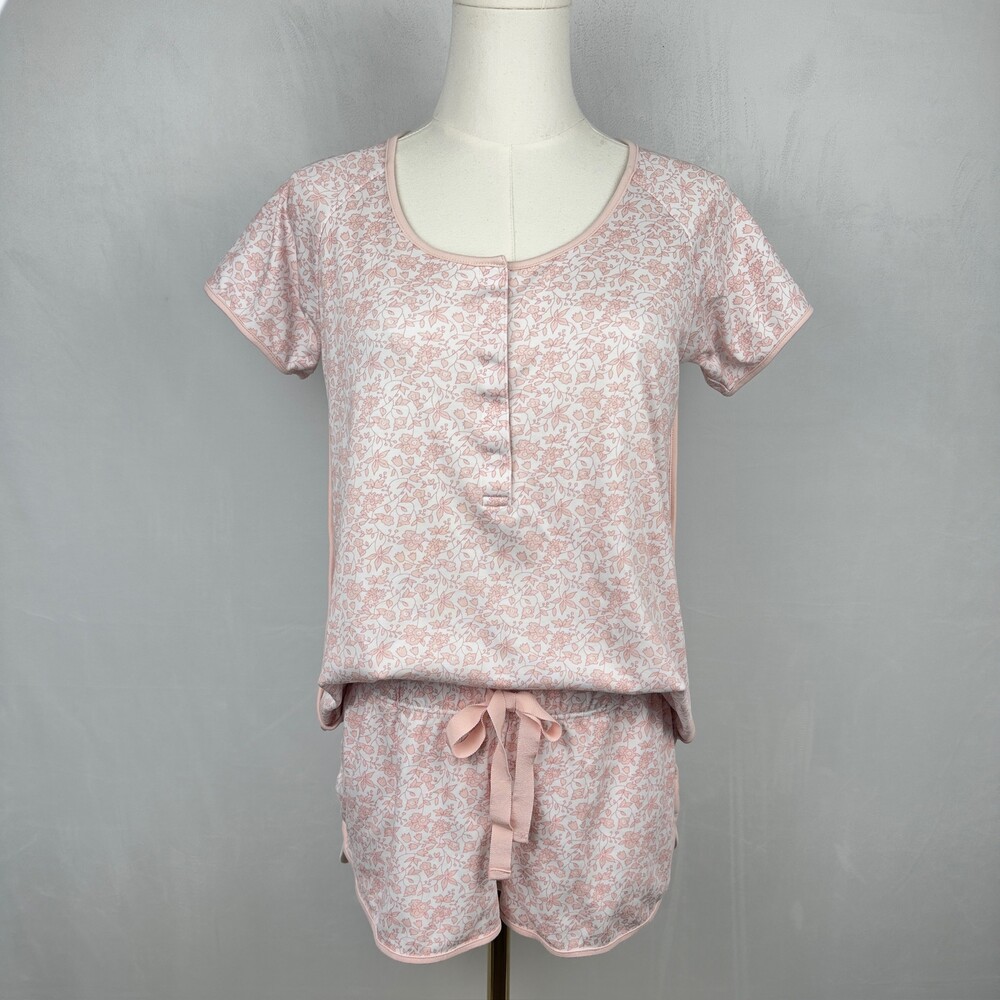 Lake Pima Cotton Floral Pajama Set - Pink/White, Small